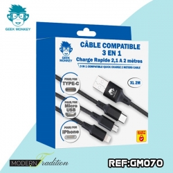 Câble GEEK MONKEY USB-C vers USB-C - Charge rapide 3A - 1 mètre - Blanc